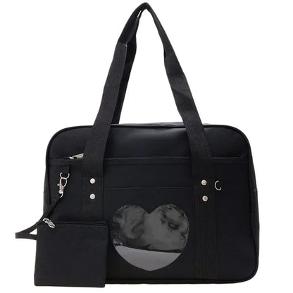 Japanese Preppy Style  Pink Uniform Shoulder School Bags for Women Girls Canvas Large Capacity Casual Luggage Handbags Totes