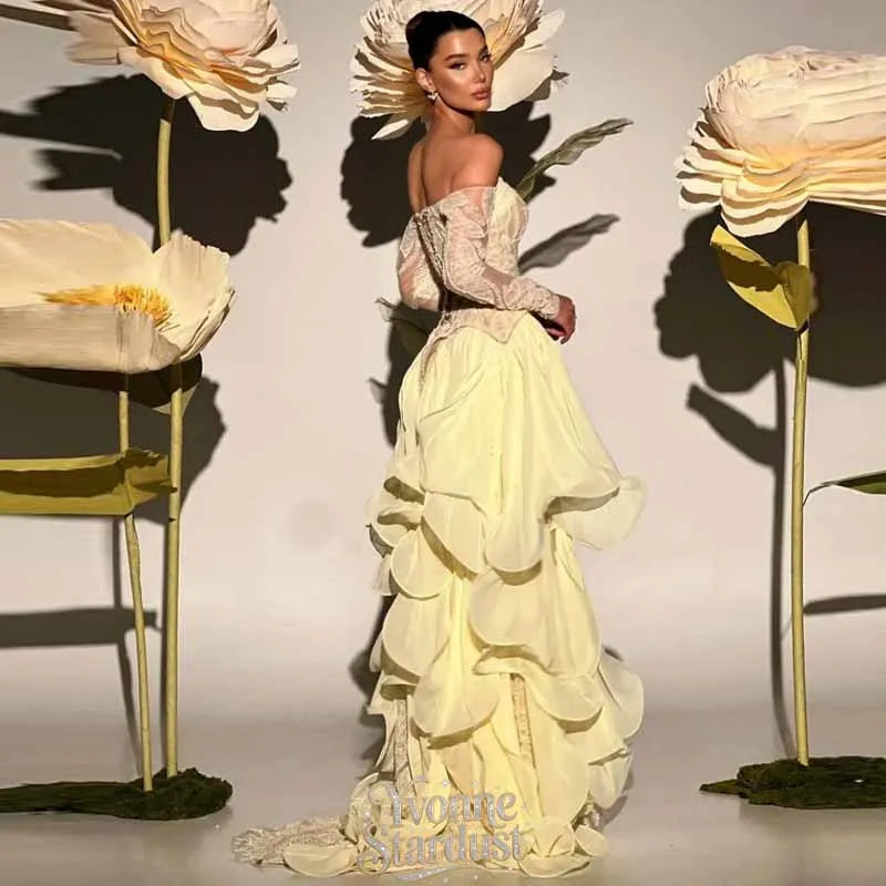Yvonne Butter Yellow Prom Dress 2026 Saudi Arabia Premium Off Shoulder Mermaid Formal Gown Embroidery Evening Dress Customized