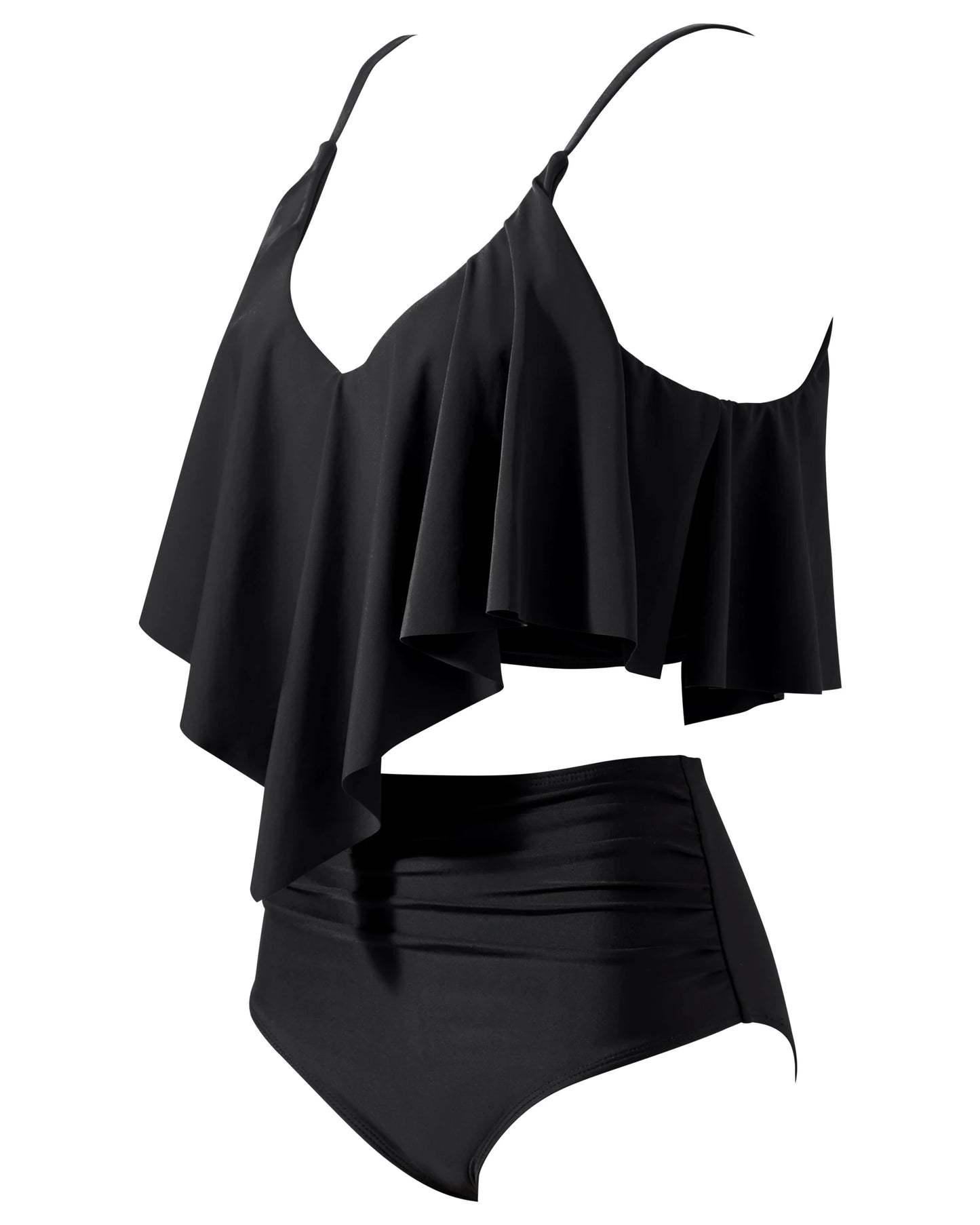 Women Ruffled Tankini Bikini Set Padded Top Swimming Suits High Waist Beachwear Swimsuits Swimwear 2XL Size Bikini Set 2026 New