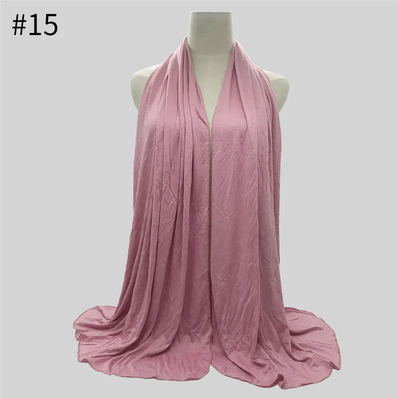 28Color Modal Cotton Jersey Hijab Scarf Ramadan Long Muslim Shawl Plain Solid Soft Turban Wraps For Women Headband