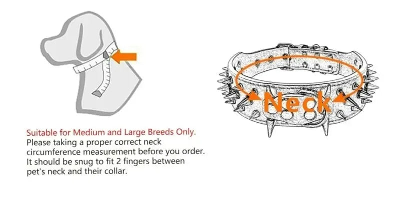 Cool Spikes Studded Dog Collar 2" Wide PU Leather Large Dogs Collars Pitbull German Shepherd Big Dogs Collars Pet Supplies XS-L