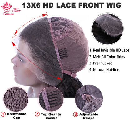 Queen Hair Body Wave True HD Lace 13x6 Lace Front Wig Brazilian Virgin Human Raw Hair For Woman Invisible Best Lace Frontal Wigs