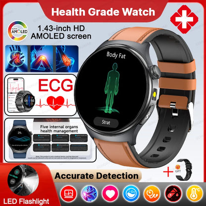 New Upgraded Heart Health Check Smart Watch Uric Acid Five Organ Examination Blood Pressure BT Call ECG smart watches Man 2026