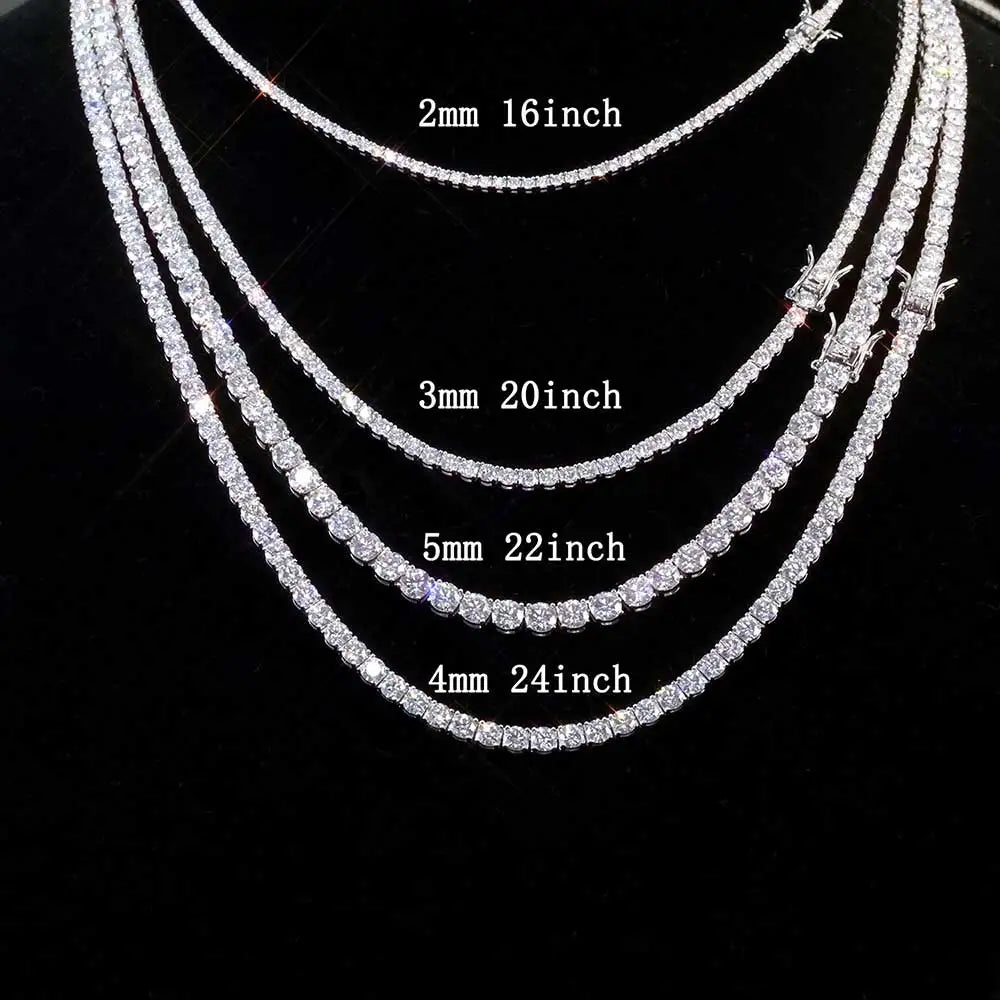 NUOYA Hip Hop Moissanite Tennis Necklace Ice Out VVS1 Diamond Chain Sparkling Jewelry Luxury Gifts for Men and Women