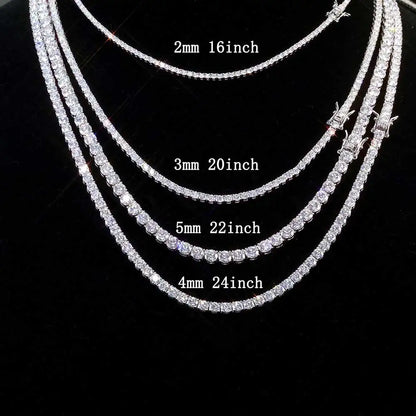 NUOYA Hip Hop Moissanite Tennis Necklace Ice Out VVS1 Diamond Chain Sparkling Jewelry Luxury Gifts for Men and Women