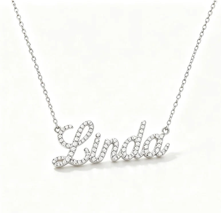 Luna 925 Sterling Silver Moissanite Custom Name Necklace Full Pave Elegant Script Design Fine jewelry 2026 Trend Gift For Women