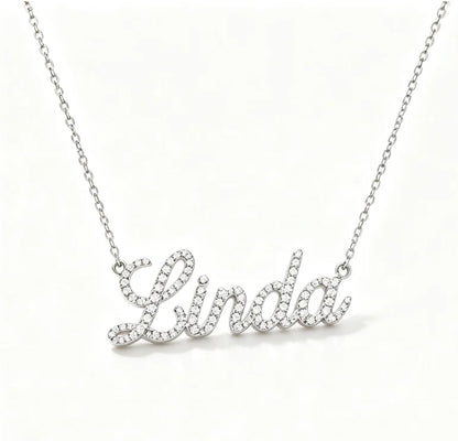 Luna 925 Sterling Silver Moissanite Custom Name Necklace Full Pave Elegant Script Design Fine jewelry 2026 Trend Gift For Women
