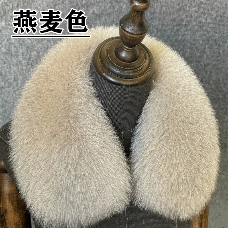 Natural Fox Fur Collar Removable Real Fur Square Collar for Coat Fashion Accessory for Women down Jacket Large Scarf Scarves