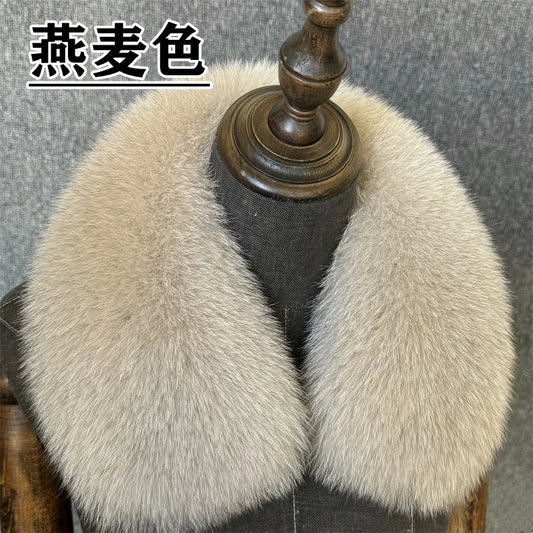 Natural Fox Fur Collar Removable Real Fur Square Collar for Coat Fashion Accessory for Women down Jacket Large Scarf Scarves