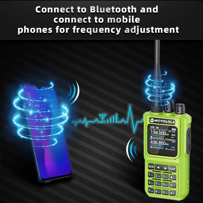 MOTOLOLA 15W Portable Handheld Walkie Talkie 6 Band Transmission Reception Bluetooth Program Flashing Noise Reduction AM FM