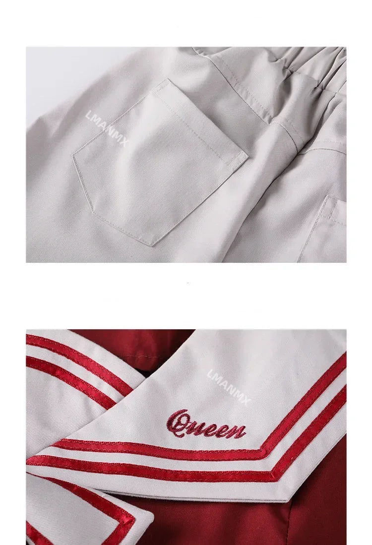 Kid Korean Japanese Striped School Uniform for Girls Boys Sailor Collar T Shirt Pleated Skirt Shorts Bow Clothes Student Outfit