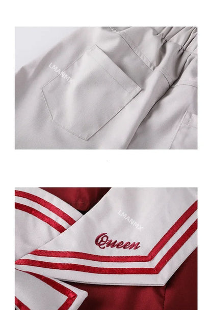 Kid Korean Japanese Striped School Uniform for Girls Boys Sailor Collar T Shirt Pleated Skirt Shorts Bow Clothes Student Outfit
