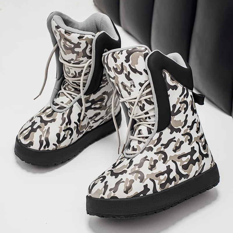 Mens Short Boots High Top Casual Shoes Outdoor Hiking Bare Boot Hiking Shoes Camouflage Oversized Mens Shoe Thick Sole Durable