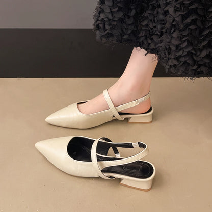 Luxury Summer Pointed Toe Women Sandals Fashion Singbacks Mules Shoes Ladies Elegant Low Heel Stripper Party Sandalias