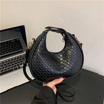 Fashion Black Half Moon Bag Luxury Pu Leather Ladies Purses and Handbags Crossbody Women Shoulder Bags