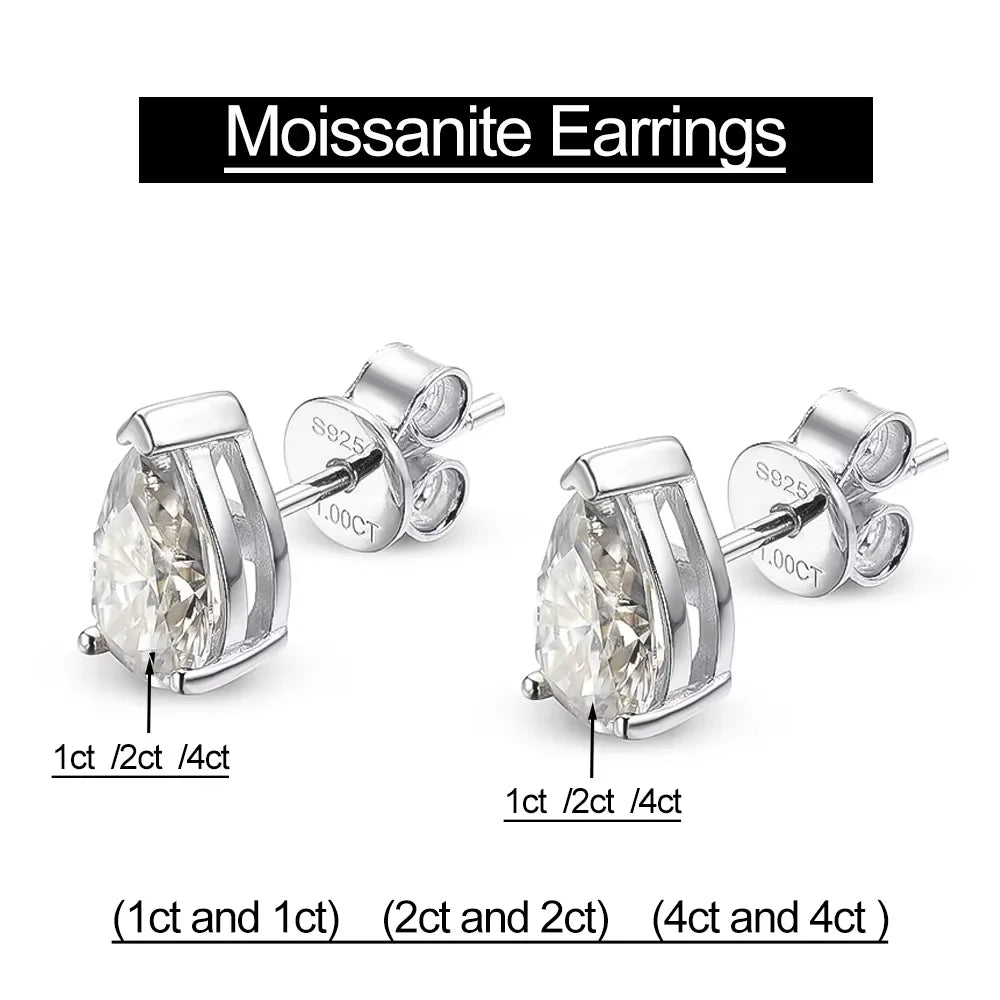 1ct 2ct 3ct 4ct Pear Cut Moissanite Necklace for Women Gift 925 Pendant 100% Sterling Silver Chain Water Drop NecK Chain Jewelry