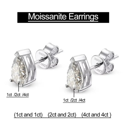 1ct 2ct 3ct 4ct Pear Cut Moissanite Necklace for Women Gift 925 Pendant 100% Sterling Silver Chain Water Drop NecK Chain Jewelry