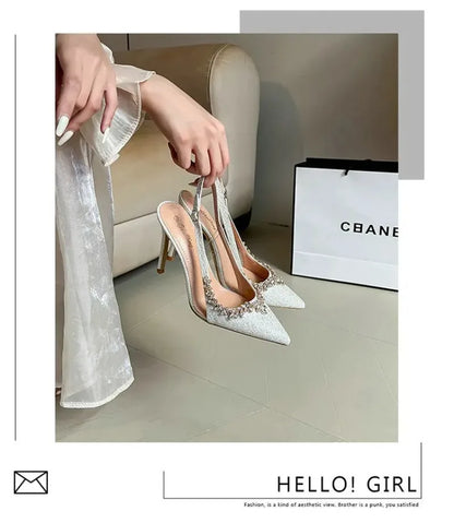 Luxury Designer Women Shoes Exquisite Rhinestone High Heeled Sandals for Woman Elegant French Style Casual Shoes Sandalias Mujer