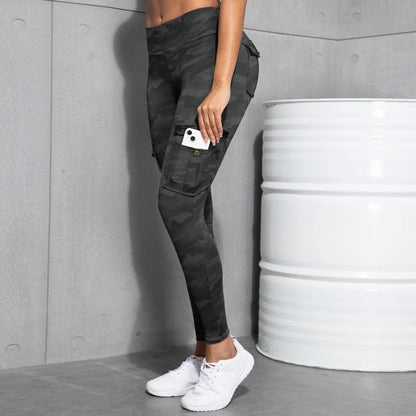 Camouflage Printed Women's Leggings With Pocket Sports Cargo Pants High Waist Slim Fit Tight Pants