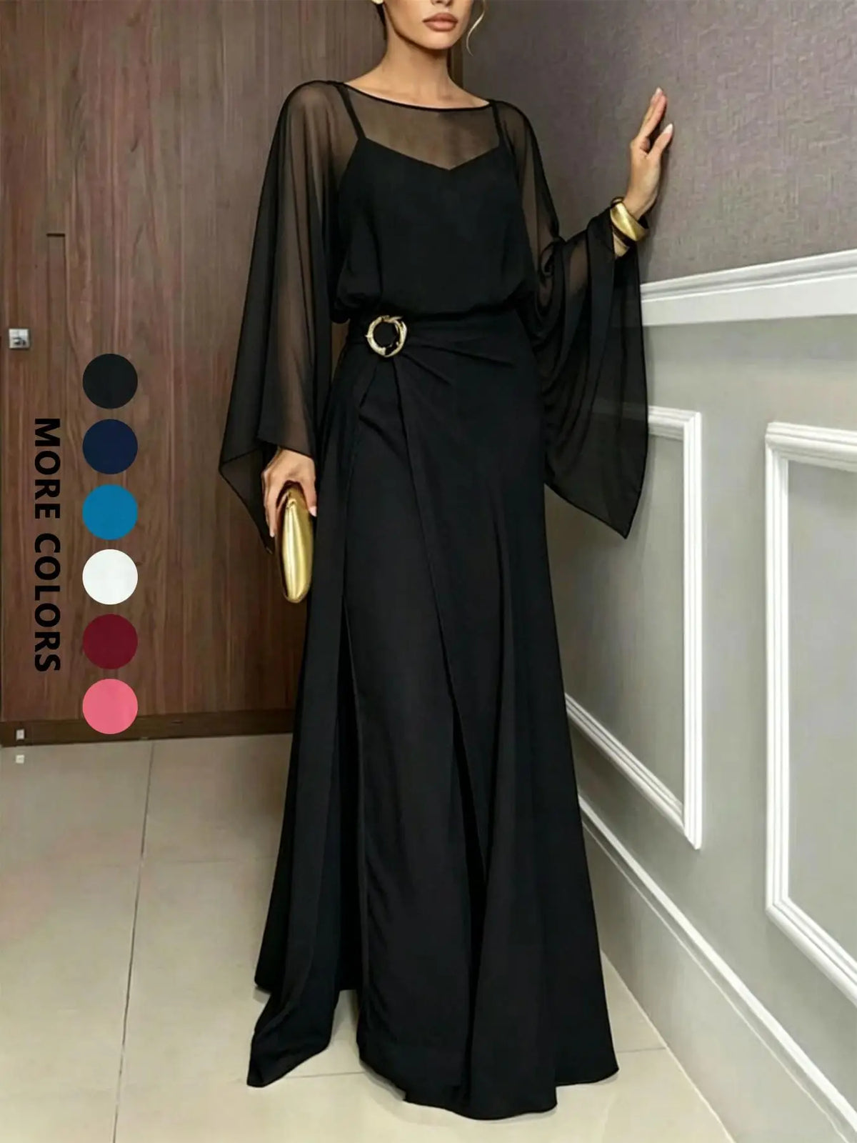 SUMMER NEW WOMEN'S JUMPSUIT SET, ELEGANT SOLID COLOR CAMISOLE JUMPSUIT TOP, PAIRED WITH A LONG WAIST CINCHED COVER FOR VERSATILE