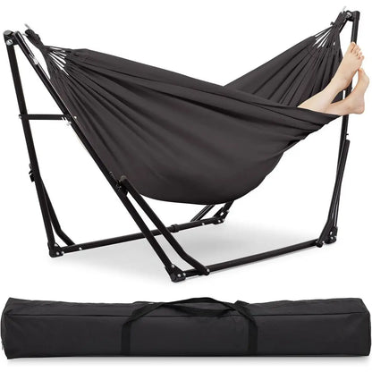 Portable Outdoor Hammock Swing Chair with Heavy Duty Stand, 480 lbs Capacity, Multifunctional, Gray