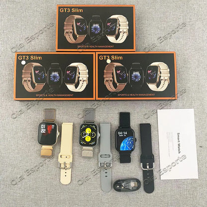 +2Pcs Smart Watch Women 2.01 Inch Voice Assistant Waterproof smarthwhatch Men Sport Smartwatch Fitness Tracler Bracelet 2024 New