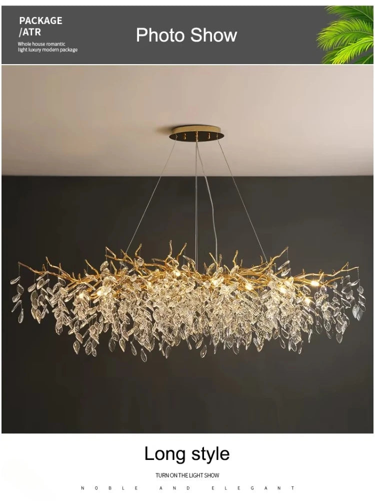 Luxury Modern Crystal Ceiling Chandelier Led Pendant Lamp Dining Table Living Room Bedroom Home Decor Wall Hanging Light Fixture