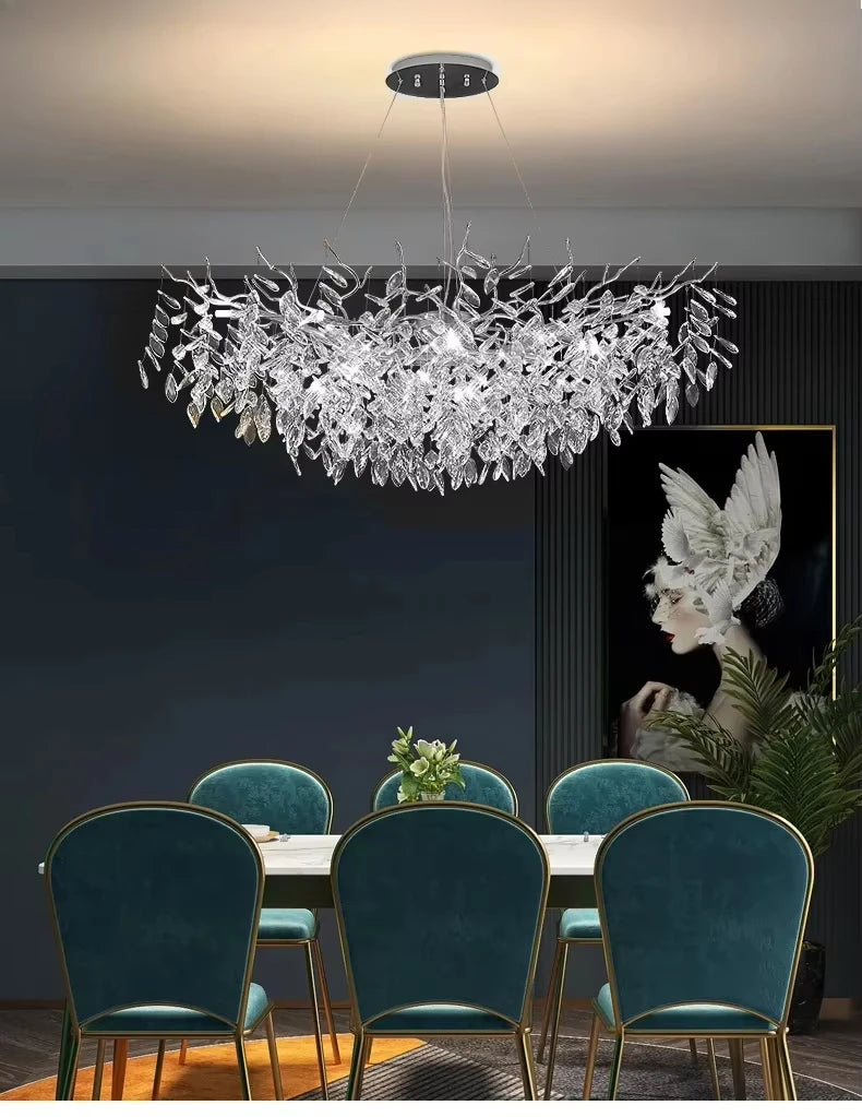 Luxury Modern Crystal Ceiling Chandelier Led Pendant Lamp Dining Table Living Room Bedroom Home Decor Wall Hanging Light Fixture