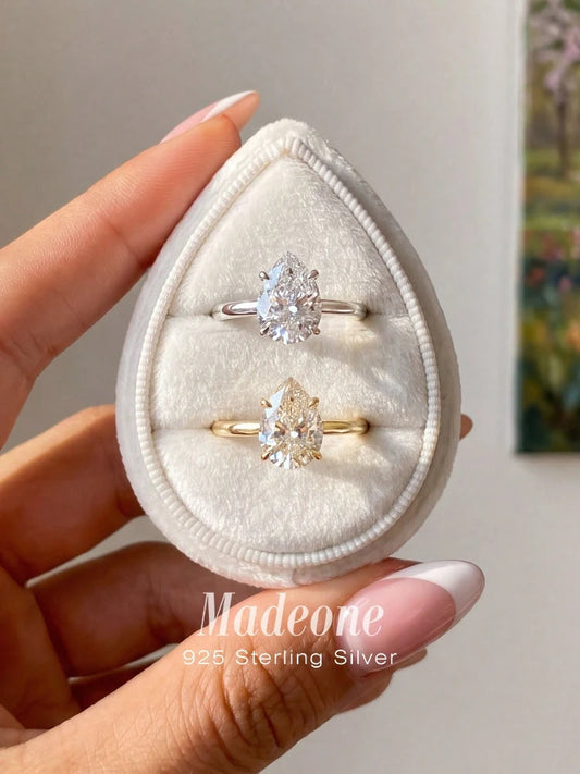 925 Sterling Silver Zircon Fashion Shiny Pear Solitaire Ring for Women Engagement Wedding Luxury High Quality Fine Jewelry