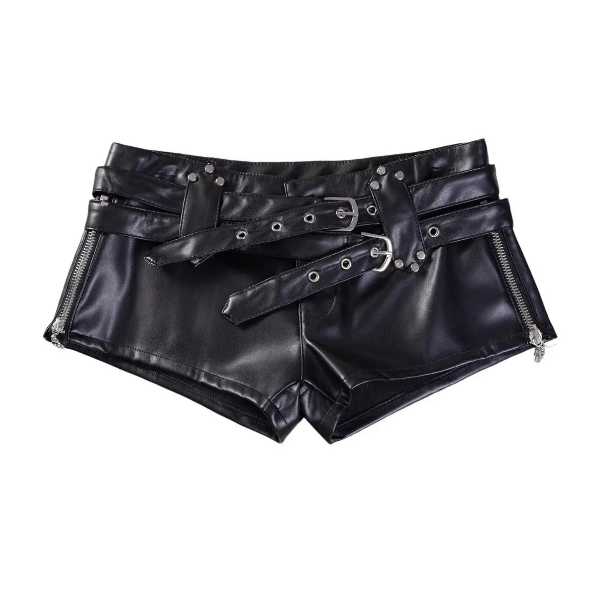 New Super Short Low-rise PU Leather Shorts Women's Hot Pants Micro-elastic Belt Spice Girl Booty Shorts