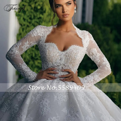 Customized Ball Gown Royal Wedding Dresses Scalloped Off The Shoulder Vestido De Novia Lace Exquisite Chic Robe De Mariee