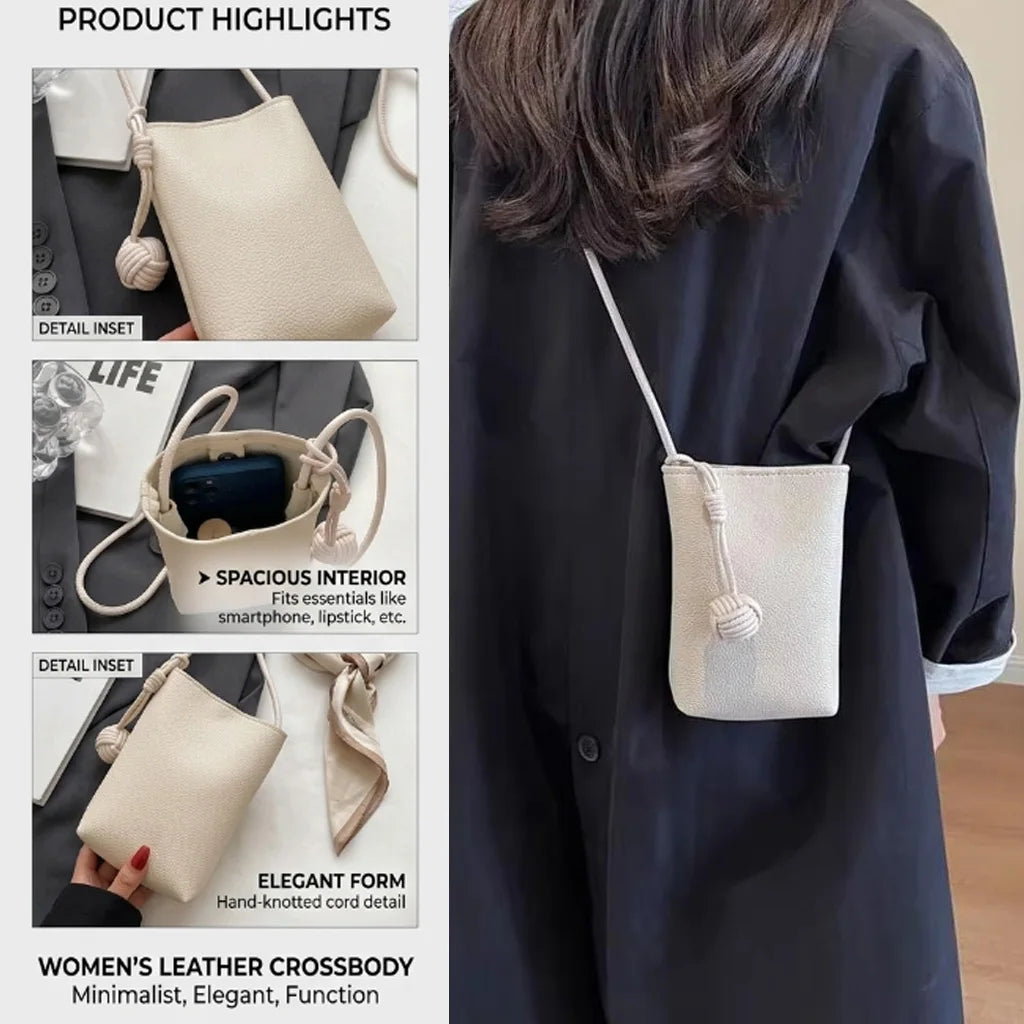 Women Leather Small Crossbody Bag Designer Cell Phone Bag Lightweight Fashion Shoulder Bag Ladies Travel Purse