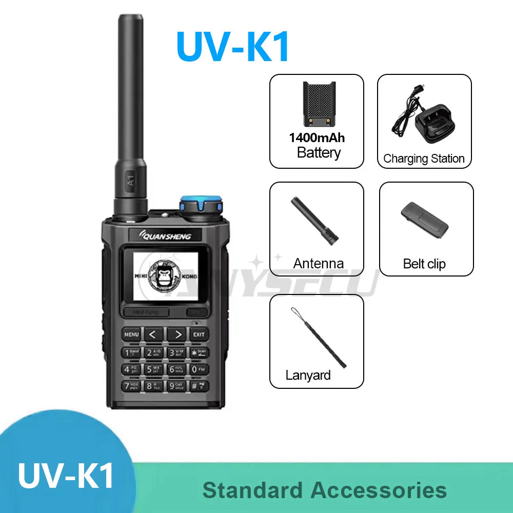 Quansheng UV-K1 Air Band Radio Wireless Copy Frequency Type C Charging VHF UHF Multi-band Walkie Talkie