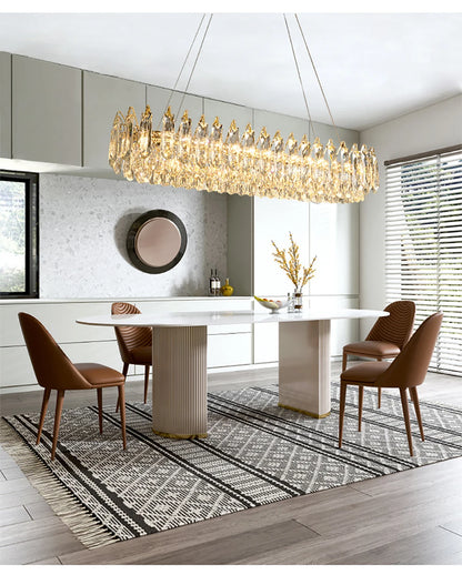 Clear Crystal Ceiling Chandeliers New LED Lights Luxury Rectangle Hanging Lamp Modern Home Decor Lustres for Dining Room Table