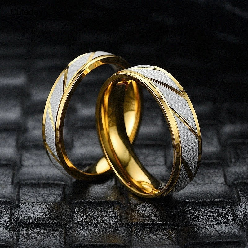 Unique Wave Pattern Couple Rings For Men Women High Quality Stainless Steel Ring Engagement Wedding Rings Jewelry Drop Shipping