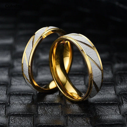 Unique Wave Pattern Couple Rings For Men Women High Quality Stainless Steel Ring Engagement Wedding Rings Jewelry Drop Shipping