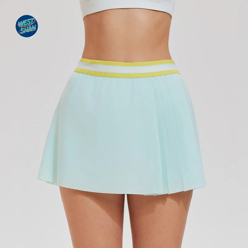 WESTSHAN EU US Size Women A-Line High-Waisted Safty Shorts Pleated Skirt Pickball Tennis Jogger Badminton Golf Sports Skirt
