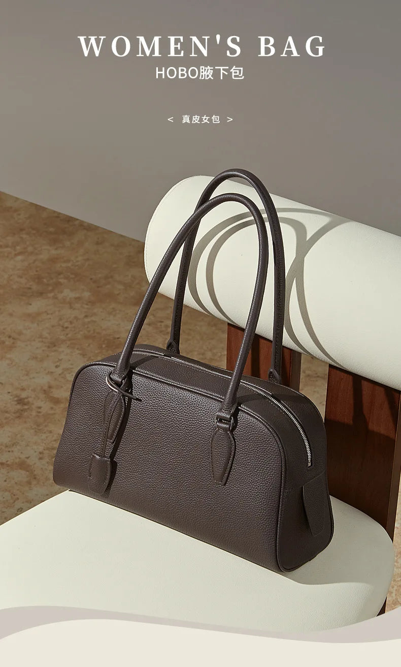 Women's Luxury Designer Handbags Genuine Leather Ladies Underarm Shoulder Bag New Fashion 2026 Cowhide Large Capacity Tote Bag