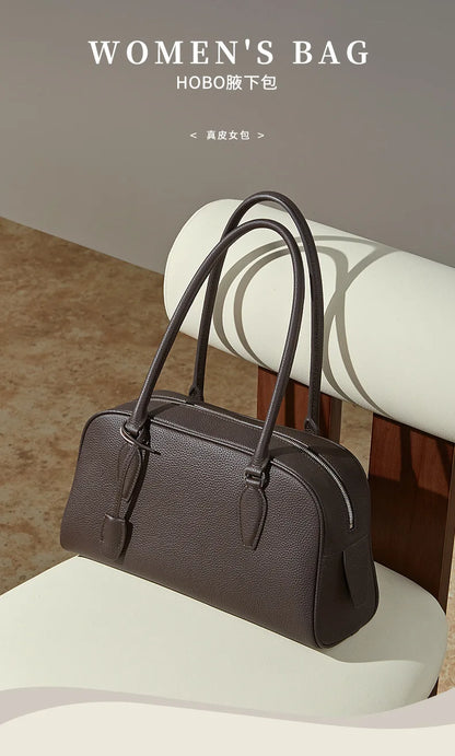 Women's Luxury Designer Handbags Genuine Leather Ladies Underarm Shoulder Bag New Fashion 2026 Cowhide Large Capacity Tote Bag