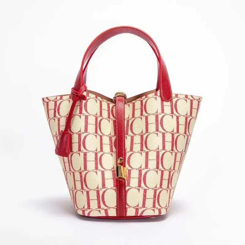 CH Large Capacity Commuter Travel Handbag Luxury Brand Fashion Texture Letter Printed Women's Shoulder Bag