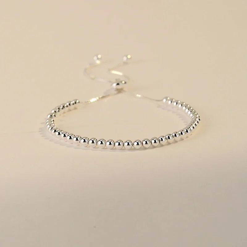 925 Sterling Silver Beautiful Bead Bracelets For Women Korean Fashion Designer Adjustable Bead Bracelet Luxury Original Jewelry