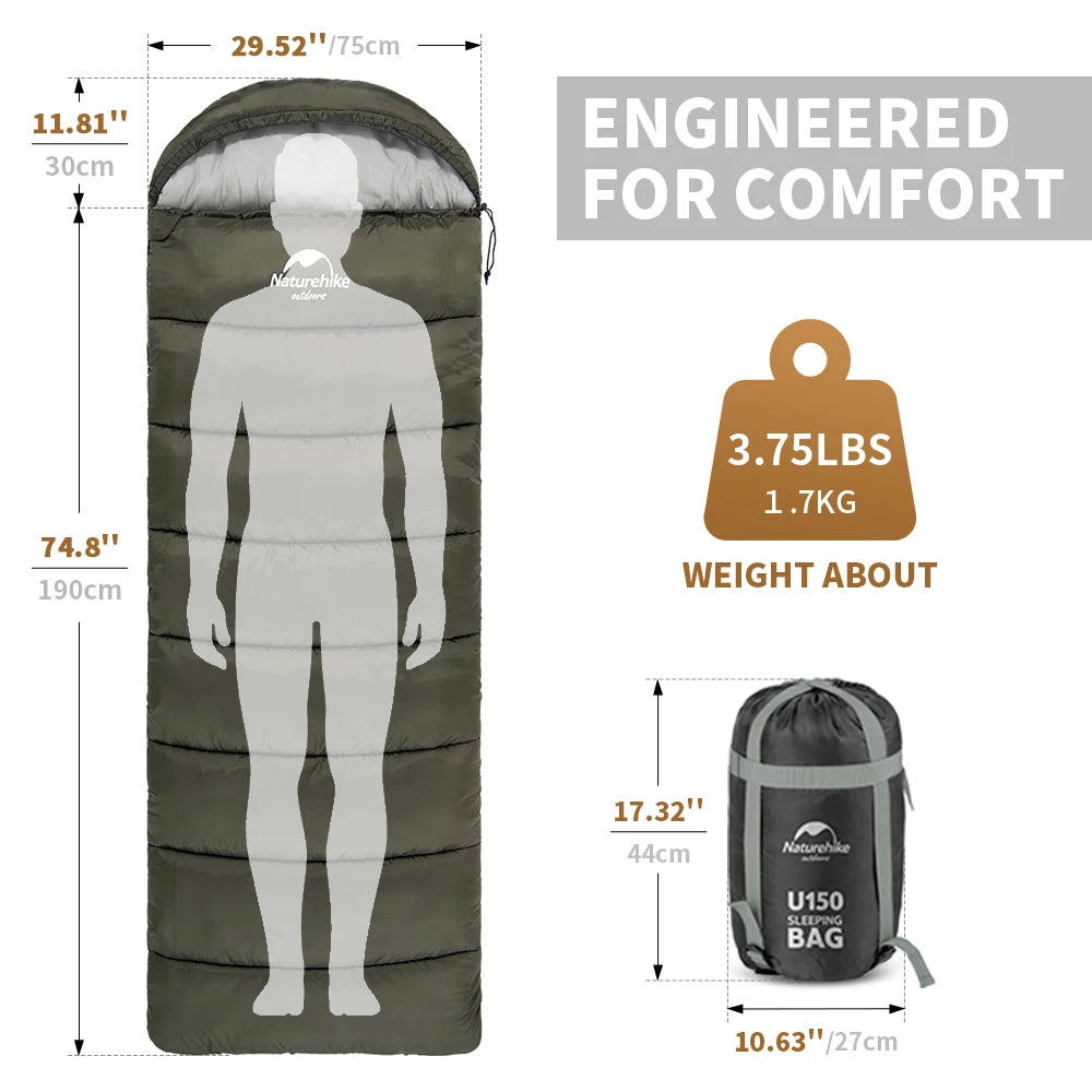Naturehike Sleeping Bag Ultralight Winter Sleeping Bag Lightweight Waterproof Sleeping Bag Outdoor Camping Sleeping Bag