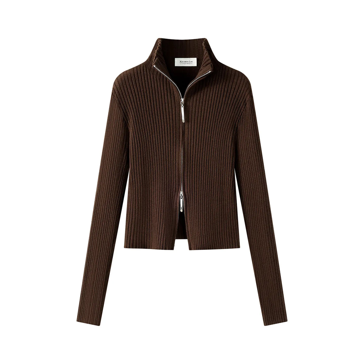 2026 Women's Autumn Winter Knit Cardigan Versatile Office Slim Flattering Cropped Zip-Up Sweater Korean Long Sleeve Outerwear