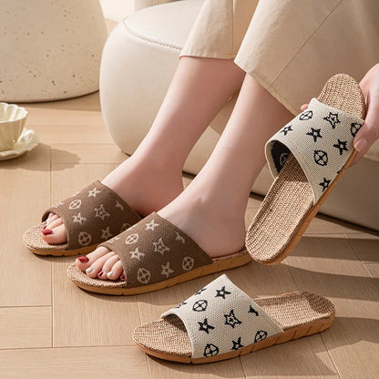 Hemp Women's Slippers Home Spring Summer Luxury Designer Woman Shoes Flats Indoor Elegant Slides Fashion Soft Sole Lightweight