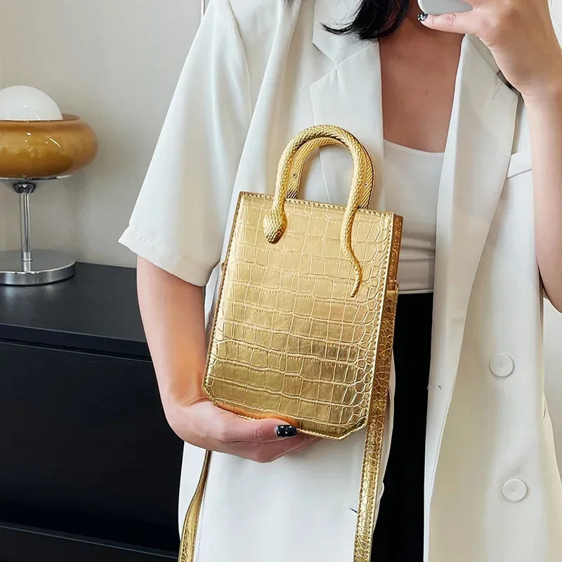 Stone Patterned Handbag for Women Glossy Purse and Handbags Crossbody Bags for Women Tote Bag PU Designer Bag Сумка Женская 2024