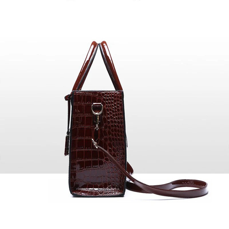 Patent Leather Women Messenger Bags Crocodile Female Crossbody Shoulder Hand Bags for Women High Quality Ladies Handbags