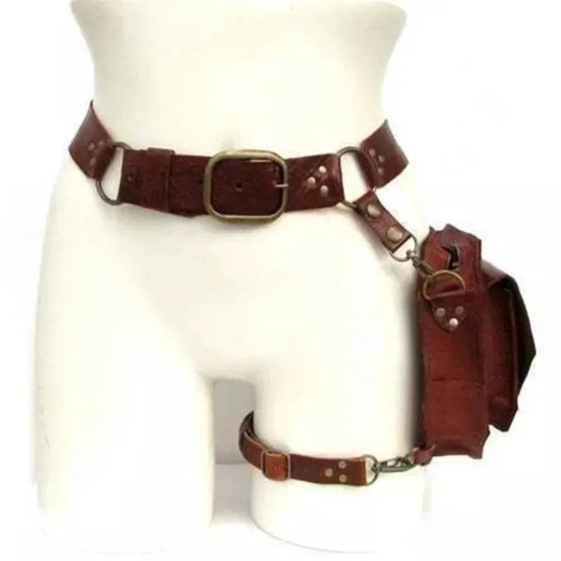 Punk Retro PU Square Waist Bag Casual Small Square Hip Packs For women's Crossbody Cross Multi-function Outdoor Leg Phone Pouch