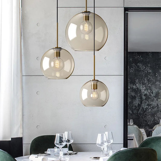 Modern Glass Pendant Lights Cognac Color For Living Room Bedroom Dining Room Bar Kitchen Interior Decoration LED Lighting