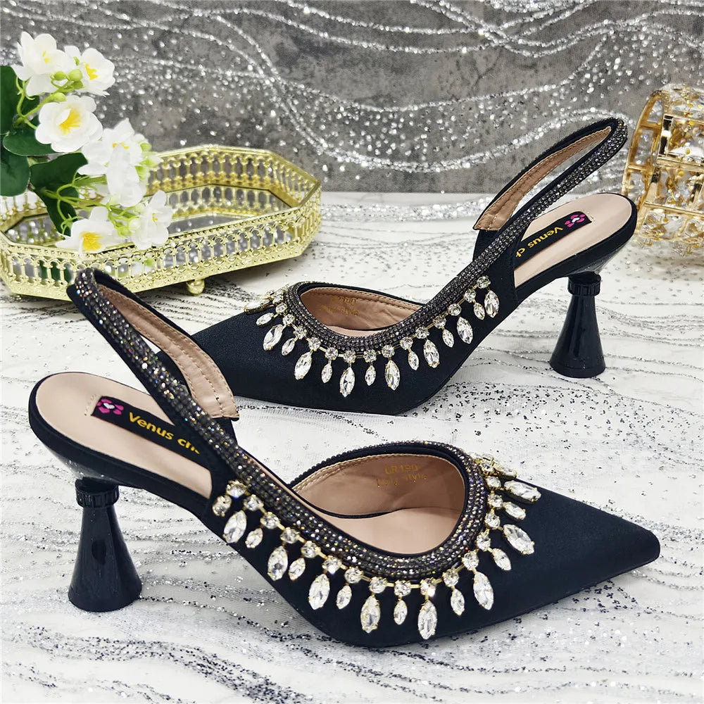 Designer Shoes Women's Luxury 2026 Elegant Crystal Women's Shoes Italian Women's Wedding Rhinestone Nigeria Party Wedding Pump