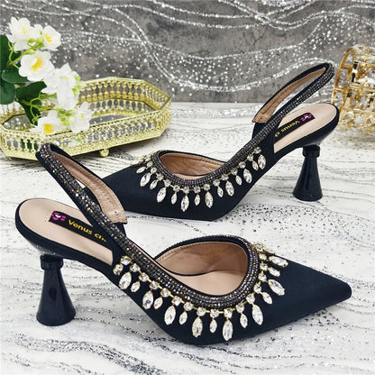 Designer Shoes Women's Luxury 2026 Elegant Crystal Women's Shoes Italian Women's Wedding Rhinestone Nigeria Party Wedding Pump
